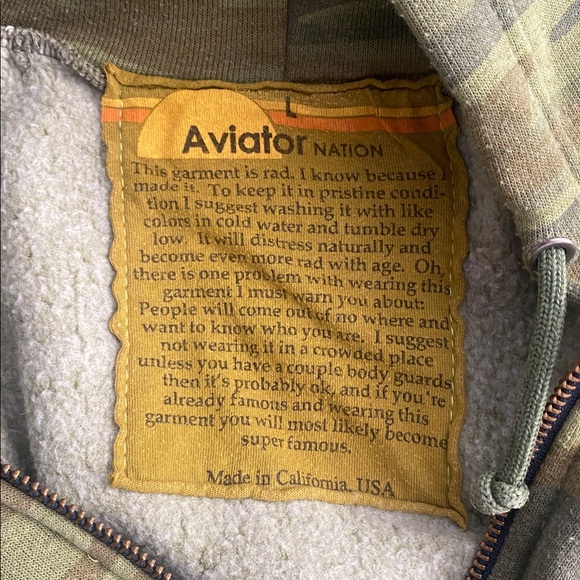 Aviator Nation CAMO Zip Up hoodie used condition size large - Picture 3 of 4